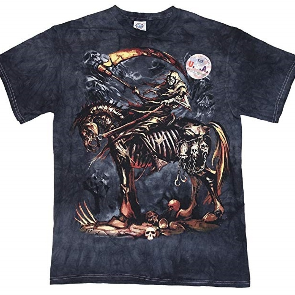 Gothic Skeleton Horseback Reaper Mens Graphic Tee